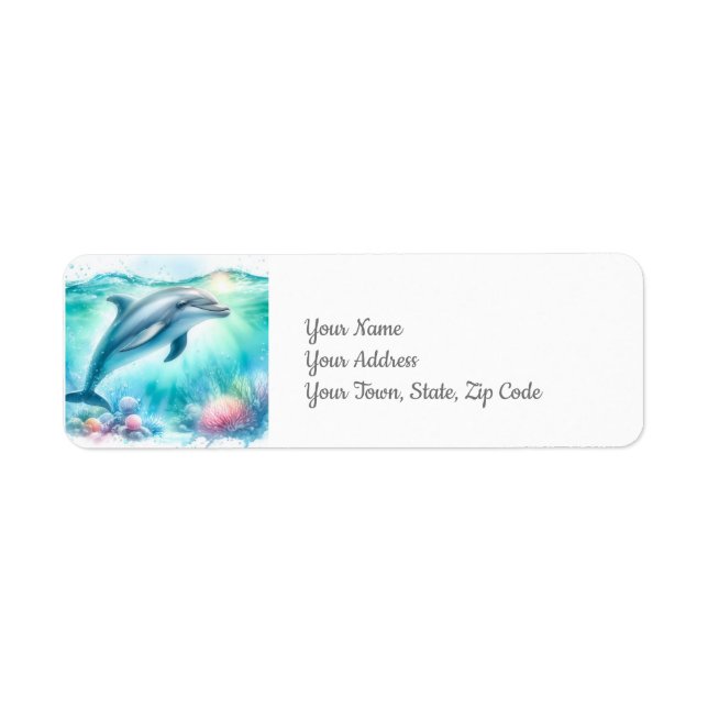 Dolphin Under the Sea Coastal Beach Label (Front)