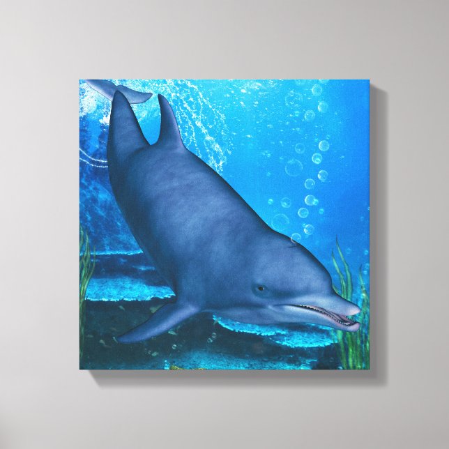 Dolphin Underwater Canvas Print (Front)