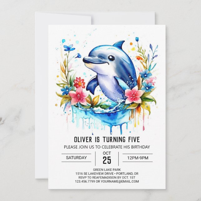 Dolphin Underwater Wonderland Birthday Invitation (Front)