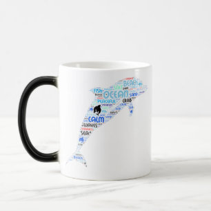 Dolphin-Vacation at the Beach Word Art Color Morph Mug