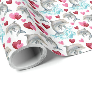 Dolphin Valentine Gift Wrapping Paper