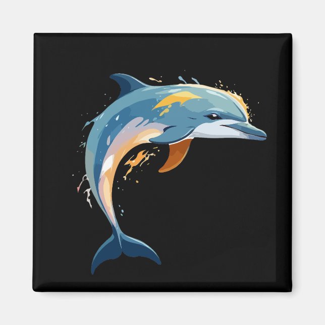 Dolphin Vector Art with Vibrant Colors Magnet (Front)