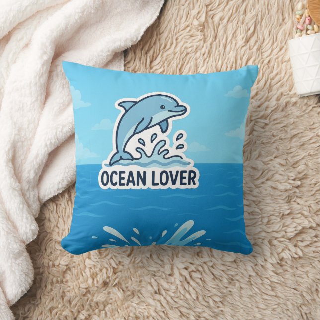  Dolphin Vibes Throw Pillow (Blanket)