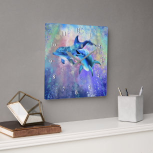 Dolphin Wall Clock Happy Couple
