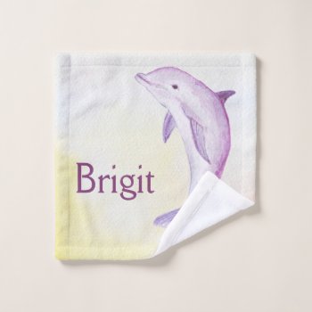 Dolphin Watercolor Monogram  Wash Cloth by TheSillyHippy at Zazzle