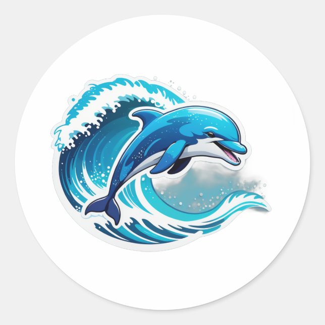 Dolphin Wave Ride Sticker (Front)