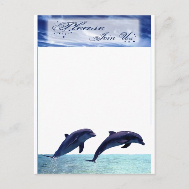Dolphin Wedding Invitation Beach Wedding Reception Postcard (Front)