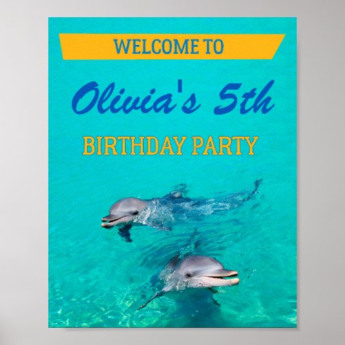 Dolphin welcome party sign Pool party poster decor