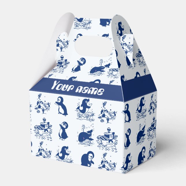 Dolphin, Whales and Penguins Favor Boxes (Front Side)