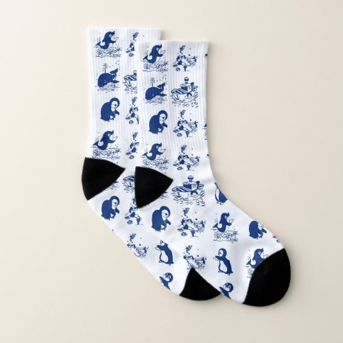 Dolphin Whales and Penguins Socks