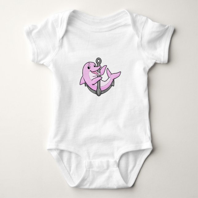 Dolphin with Anchor Baby Bodysuit (Front)