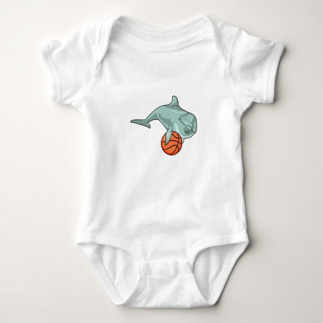 Dolphin with Basketball Baby Bodysuit (Front)
