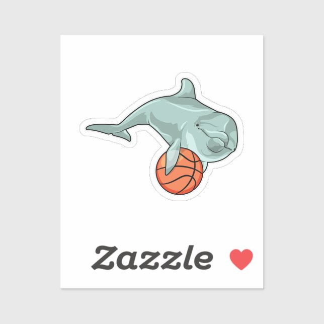 Dolphin with Basketball Sticker (Sheet)