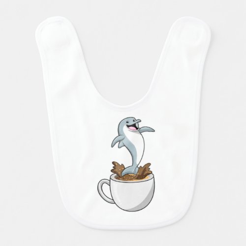 Dolphin with Cup of Coffee Baby Bib