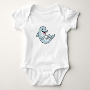 Dolphin with Cup of Coffee Baby Bodysuit