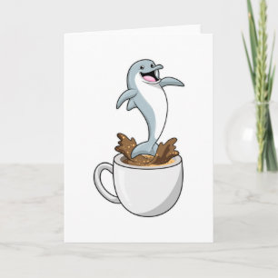 Dolphin with Cup of Coffee Card