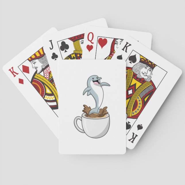 Dolphin with Cup of Coffee Poker Cards (Back)