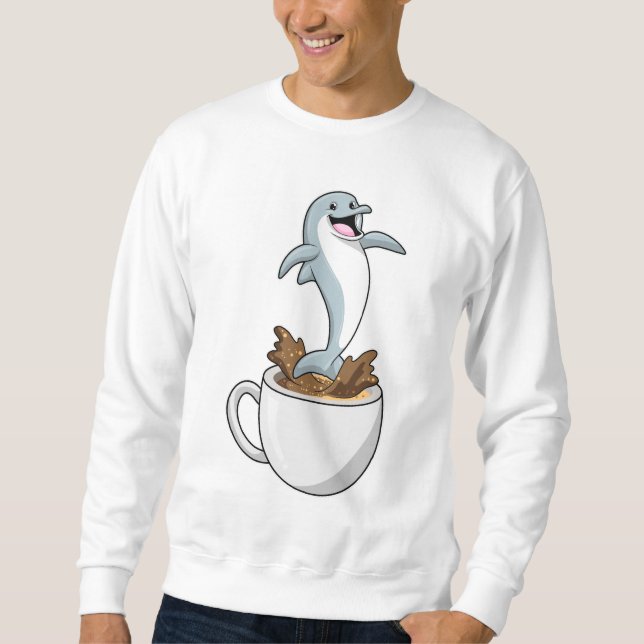 Dolphin with Cup of Coffee Sweatshirt (Front)