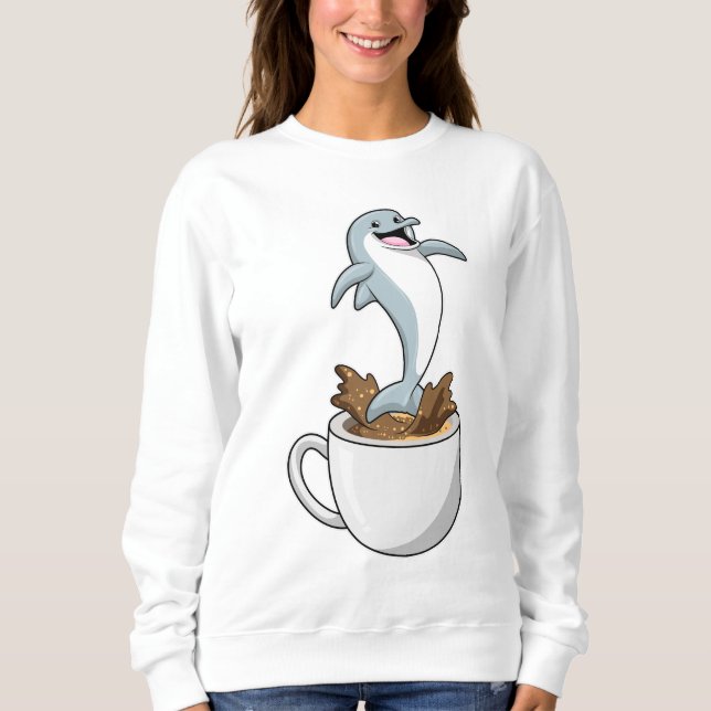 Dolphin with Cup of Coffee Sweatshirt (Front)