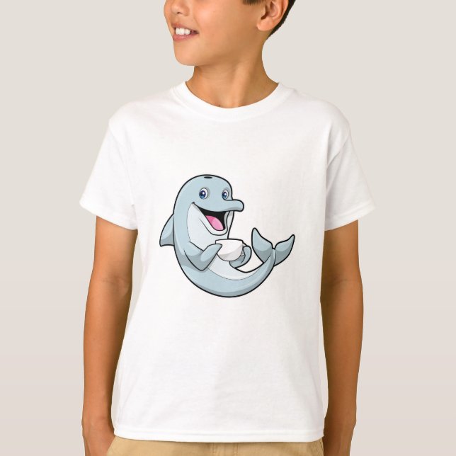 Dolphin with Cup of Coffee T-Shirt (Front)