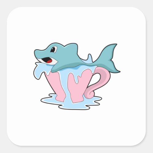 Dolphin with Cup of WaterPNG Square Sticker