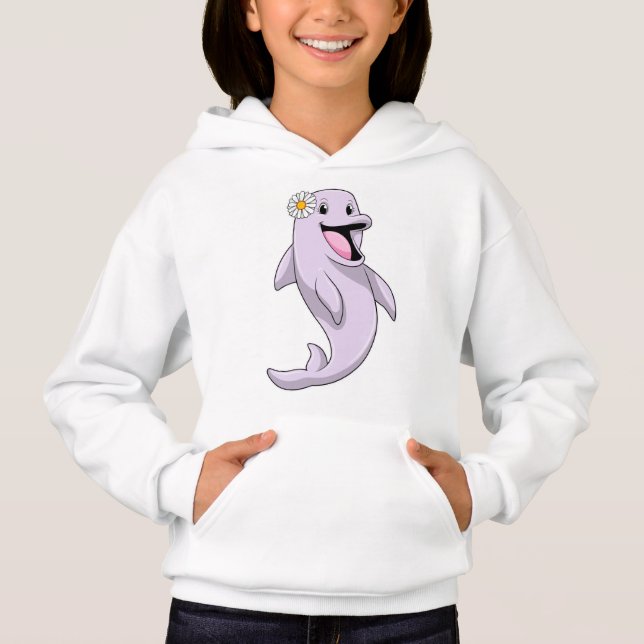 Dolphin with Daisy Flower Hoodie (Front)