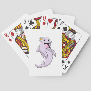 Dolphin with Daisy Flower Poker Cards