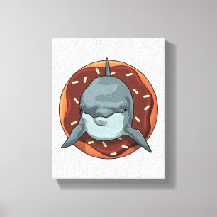 Dolphin with Donut Canvas Print
