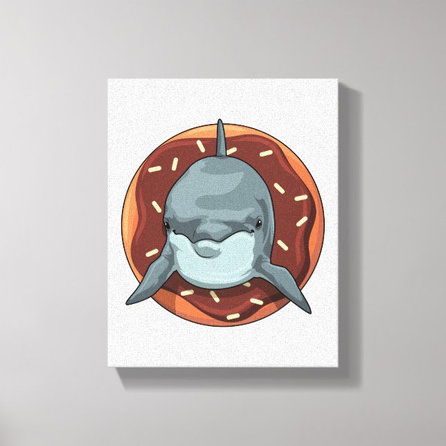 Dolphin with Donut Canvas Print (Front)