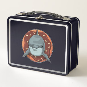 Dolphin with Donut Metal Lunch Box