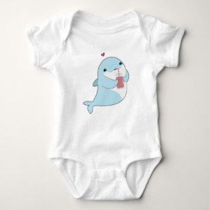 Dolphin with Drink & Heart Baby Bodysuit
