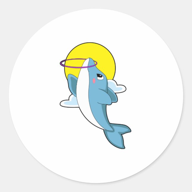 Dolphin with Fitness tires Classic Round Sticker (Front)