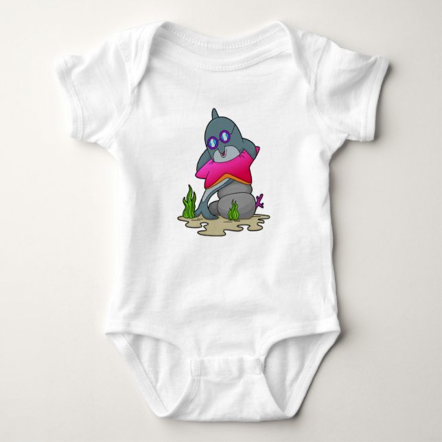 Dolphin with Glasses Baby Bodysuit (Front)