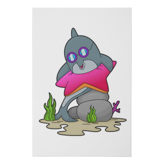 Dolphin with Glasses Faux Canvas Print (Front)