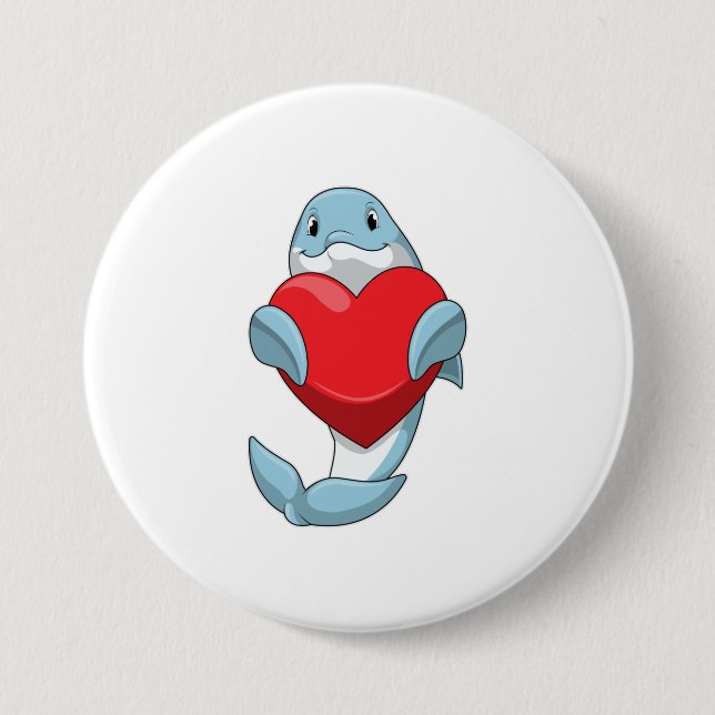 Dolphin with Heart Button (Front)