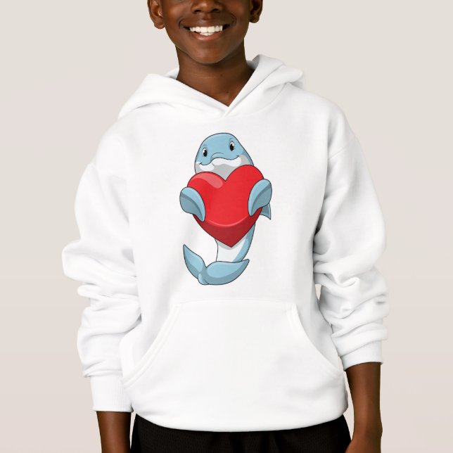 Dolphin with Heart Hoodie (Front)