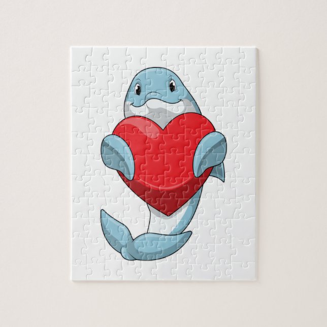Dolphin with Heart Jigsaw Puzzle (Vertical)