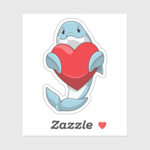 Dolphin with Heart Sticker