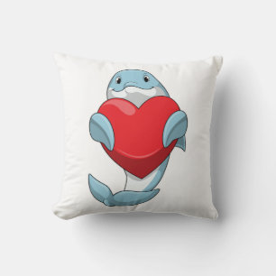 Dolphin with Heart Throw Pillow