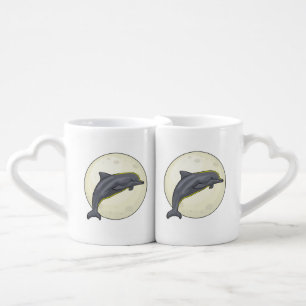 Dolphin with Moon Coffee Mug Set