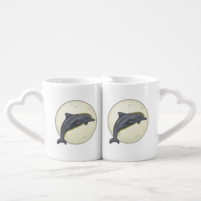Dolphin with Moon Coffee Mug Set (Front Nesting)