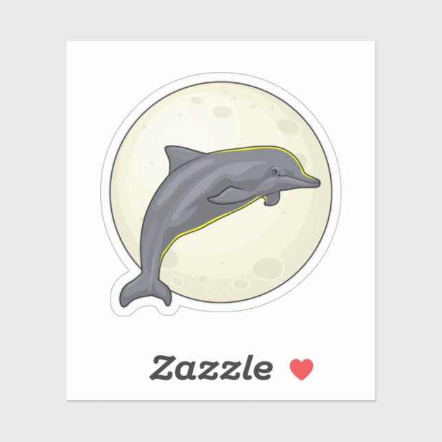 Dolphin with Moon Sticker (Sheet)