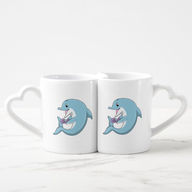 Dolphin with Pearl Coffee Mug Set (Front Nesting)