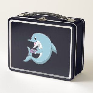 Dolphin with Pearl Metal Lunch Box