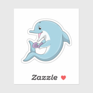 Dolphin with Pearl Sticker