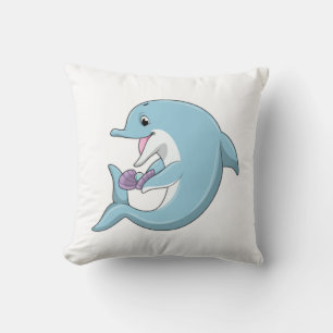 Dolphin with Pearl Throw Pillow