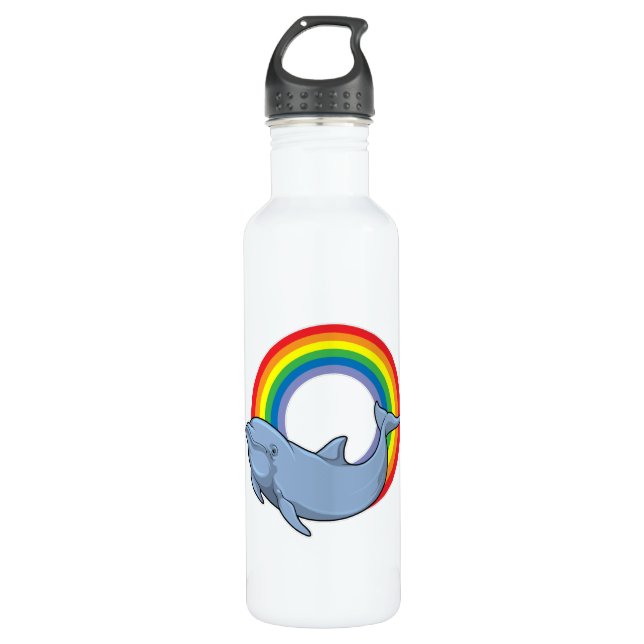 Dolphin with Rainbow Stainless Steel Water Bottle (Front)