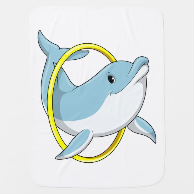 Dolphin with Ring Baby Blanket (Front)