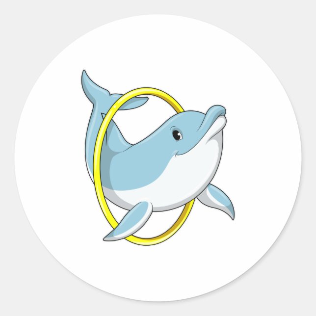 Dolphin with Ring Classic Round Sticker (Front)