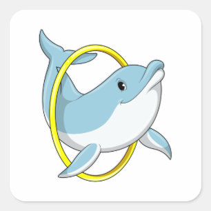 Dolphin with Ring Square Sticker
